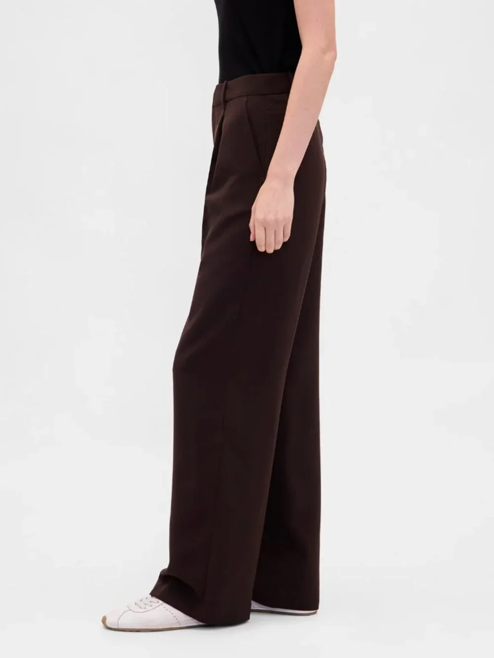 Gap 365 Rise Pleated Wide Leg Trousers, Terra Brown, Size 6, Regular length